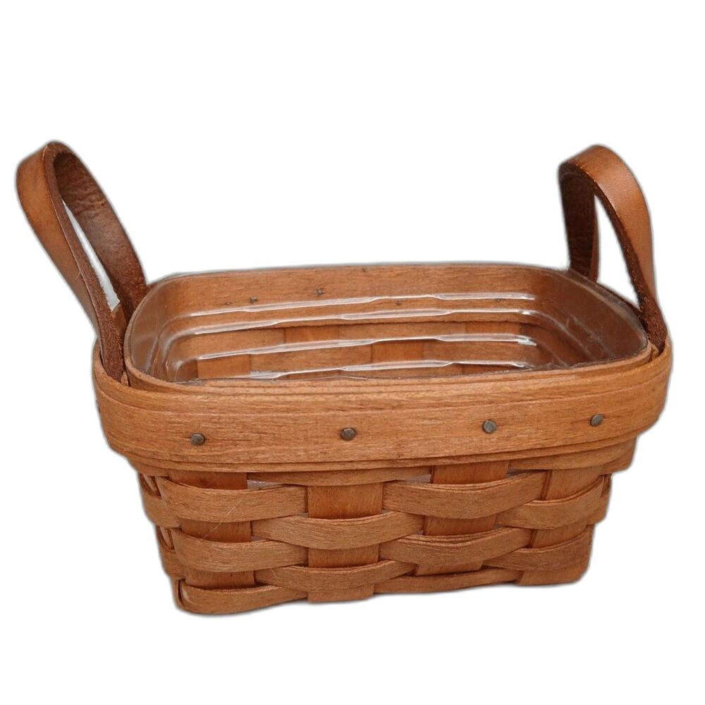Longaberger Baskets USA Handwoven Vintage 1991 Signed 2 Handles 5" x 2.5" x 3" - Picture 2 of 6